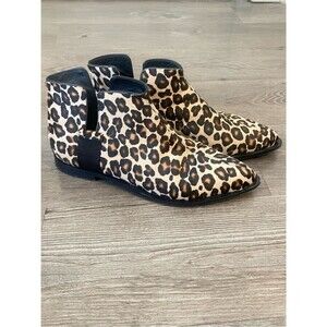 Viajiyu Leopard Print Calf hair  Ankle Boots Sz 39.5/ US 8